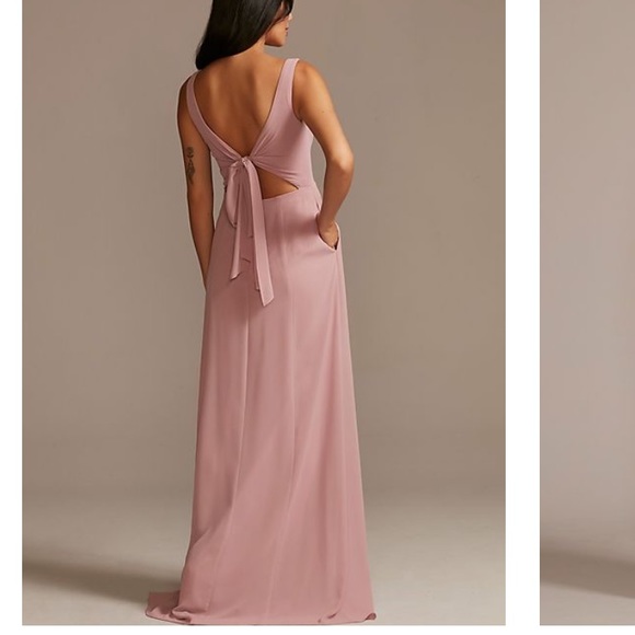 Chiffon tank scoop neck bridesmaid dress David’s bridal xs - Picture 2 of 4